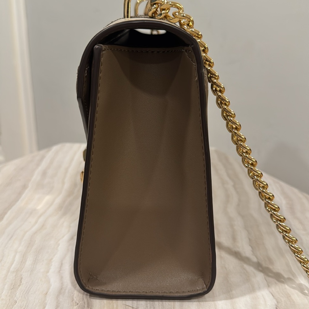 Michael Kors Bag Leather Jetset Signature Gold Chain with Chevron Design - Picture 6 of 17